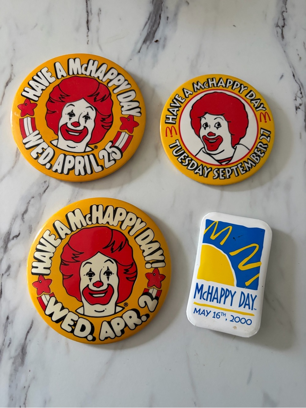 McDonald's Yellow & Red McHappy Day Collectible Pin Set vintage